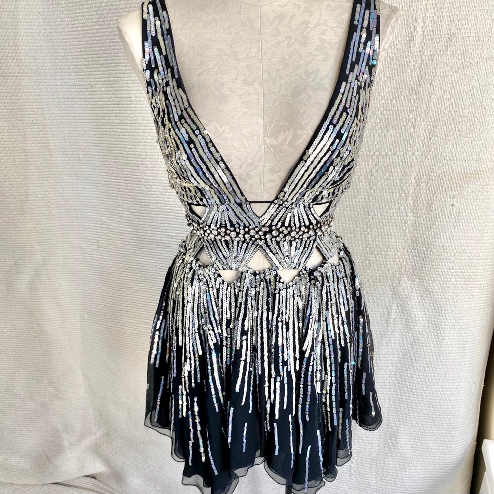 Vintage Y2K 2/4 Silk Sexy Embellished Party Dress - Picture 8 of 8